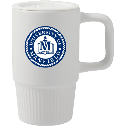 Camden 13 oz Ceramic Mug with Lid custom branded promotional drinkware