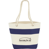 Capri Stripes 12oz Cotton Canvas Shopper Tote custom branded promotional totes — 1