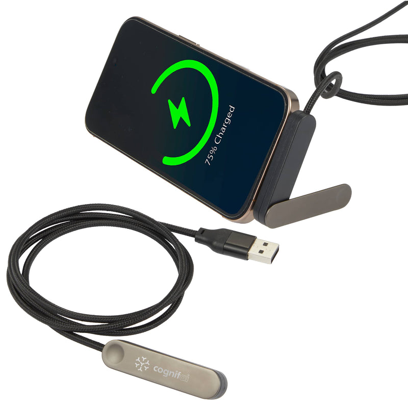 ChargeStand 3-in-1 USB-A & USB-C Fast Charging Cable in Black — supplier decorated view