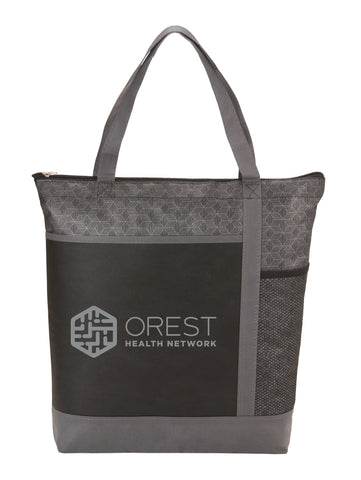 Chrome Non-Woven Zipper Convention Tote custom branded promotional totes
