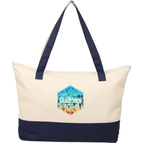 Color Accent Zippered Cotton Tote custom branded promotional totes