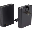 5,000 mAh 15W MagClick™ Power Bank with Wall Plug in Black, supplier blank angled view