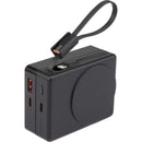 5,000 mAh 15W MagClick™ Power Bank with Wall Plug in Black, supplier blank angled view