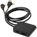 5-in-1 Charging Cable with USB-A/C Hub in Black, supplier blank detail view