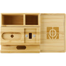 Bamboo Fast Wireless Charging Dock Station in Natural, supplier decorated front view