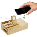 Bamboo Fast Wireless Charging Dock Station in Natural, supplier blank angled view