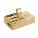 Bamboo Fast Wireless Charging Dock Station in Natural, supplier decorated angled view