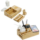 Bamboo Fast Wireless Charging Dock Station in Natural, supplier decorated angled view