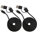 Dual Power Long Charging Cable Kit in Black, front view