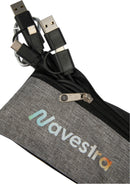 Dual Power Long Charging Cable Kit in Black, supplier decorated product detail view