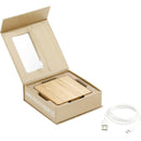 FSC® 100% Bamboo Wireless Charging Pad with Dual Outputs in Natural, supplier blank angled view