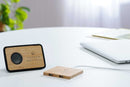FSC® 100% Bamboo Wireless Charging Pad with Dual Outputs in Natural, product detail view