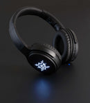 Light Up Logo Bluetooth Headphones in Black, supplier decorated product detail view