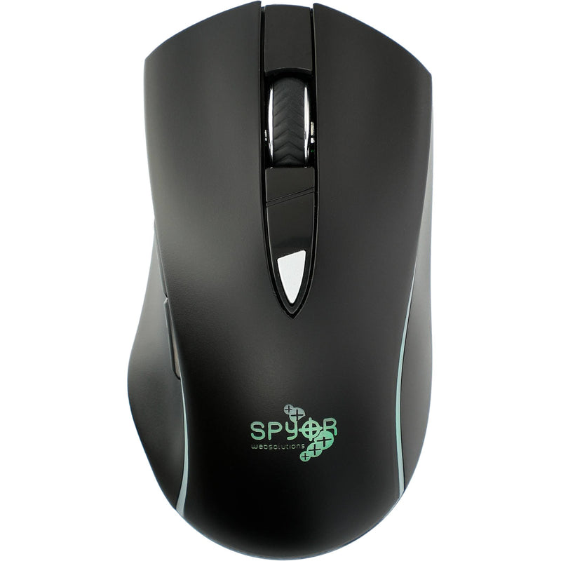 Light Up Logo Wireless Optical Mouse, Black, supplier sample front view