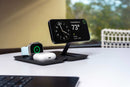 Nimble Fold 3-in-1 Wireless Charger in Black, angled view