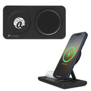 Nimble Podium 2-in-1 Wireless Charging Stand in Black, supplier decorated front view