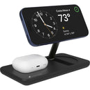 Nimble Podium 2-in-1 Wireless Charging Stand in Black, angled view