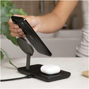 Nimble Podium 2-in-1 Wireless Charging Stand in Black, product detail view