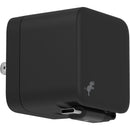 Nimble Wally Stretch 35 Wall Charger with Retractable Cable in Black, angled view