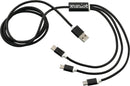Realm 3-in-1 Long Charging Cable, Black, supplier sample front view
