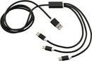 Realm 3-in-1 Long Charging Cable, Black, blank front view