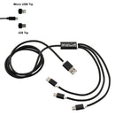 Realm 3-in-1 Long Charging Cable, Black, supplier sample front view