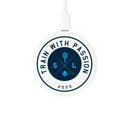 Recycled ABS MagClick™ Fast Wireless Charging Pad, white, supplier-decorated front view