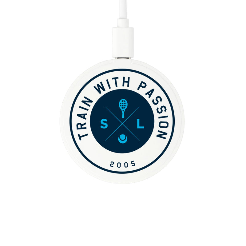 Recycled ABS MagClick™ Fast Wireless Charging Pad, white, supplier-decorated front view