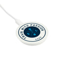 Recycled ABS MagClick™ Fast Wireless Charging Pad, white, supplier-decorated product photograph
