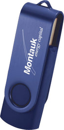 Rotate 2Tone Flash Drive 4GB, blue, supplier-decorated front view