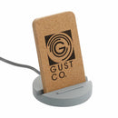 Set in Stone Wireless Charging Stand in Gray, supplier decorated angled view