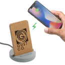 Set in Stone Wireless Charging Stand in Gray, supplier decorated angled view