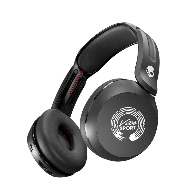 Skullcandy Icon 180 Bluetooth Headphones in Black, supplier decorated angled view