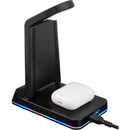TriCharge Plus 3-in-1 Qi Wireless Charging Stand, Black, blank detail view