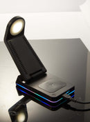 TriCharge Plus 3-in-1 Qi Wireless Charging Stand, Black, blank detail view