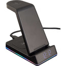 TriCharge Plus 3-in-1 Qi Wireless Charging Stand, Black, blank detail view