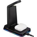 TriCharge Plus 3-in-1 Qi Wireless Charging Stand, Black, blank detail view