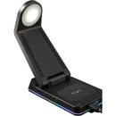 TriCharge Plus 3-in-1 Qi Wireless Charging Stand, Black, blank detail view