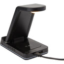 TriCharge Plus 3-in-1 Qi Wireless Charging Stand, Black, blank detail view