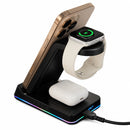 TriCharge Plus 3-in-1 Qi Wireless Charging Stand, Black, blank detail view