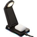 TriCharge Plus 3-in-1 Qi Wireless Charging Stand, Black, blank detail view