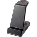 TriCharge Plus 3-in-1 Qi Wireless Charging Stand, Black, blank front view