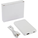UL Listed Connect 5000 mAh Wireless Power Bank in White, supplier blank detail view
