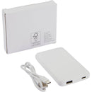 UL Listed Connect 5000 mAh Wireless Power Bank in White, supplier blank detail view