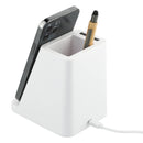 Wireless Charging Pen Holder w/ Dual Outputs, white, product photograph