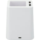 Wireless Charging Pen Holder w/ Dual Outputs, white, back view