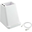 Wireless Charging Pen Holder w/ Dual Outputs, white, blank product photograph