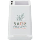 Wireless Charging Pen Holder w/ Dual Outputs, white, supplier-decorated front view