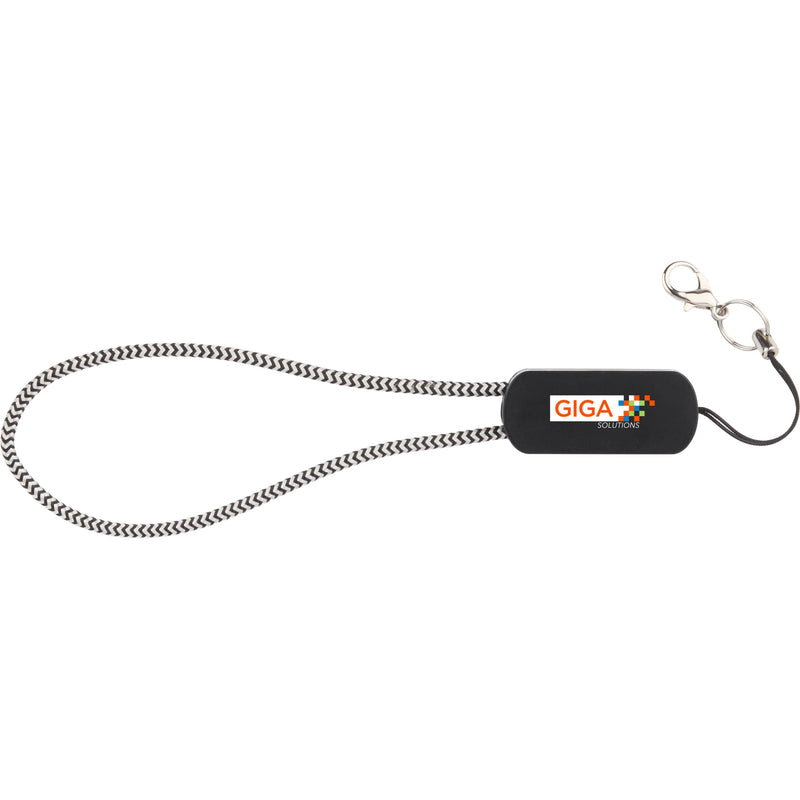 Wrist Link 5-in-1 65W PD Charging Cable Lanyard, Black/Silver, supplier sample front view