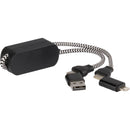 Wrist Link 5-in-1 65W PD Charging Cable Lanyard, Black/Silver, blank detail view